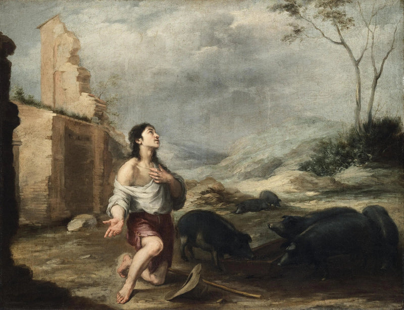 Poika paluumuuttaja ruokkii sikoja - Bartolomé Esteban Murillo