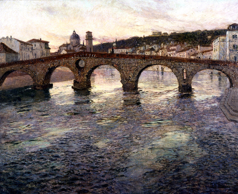 Adige-joki Veronassa - Frits Thaulow