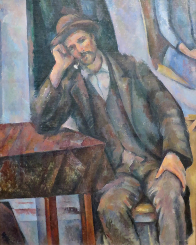 Piippua polttava mies nojaa kyynärpäihinsä - Paul Cézanne