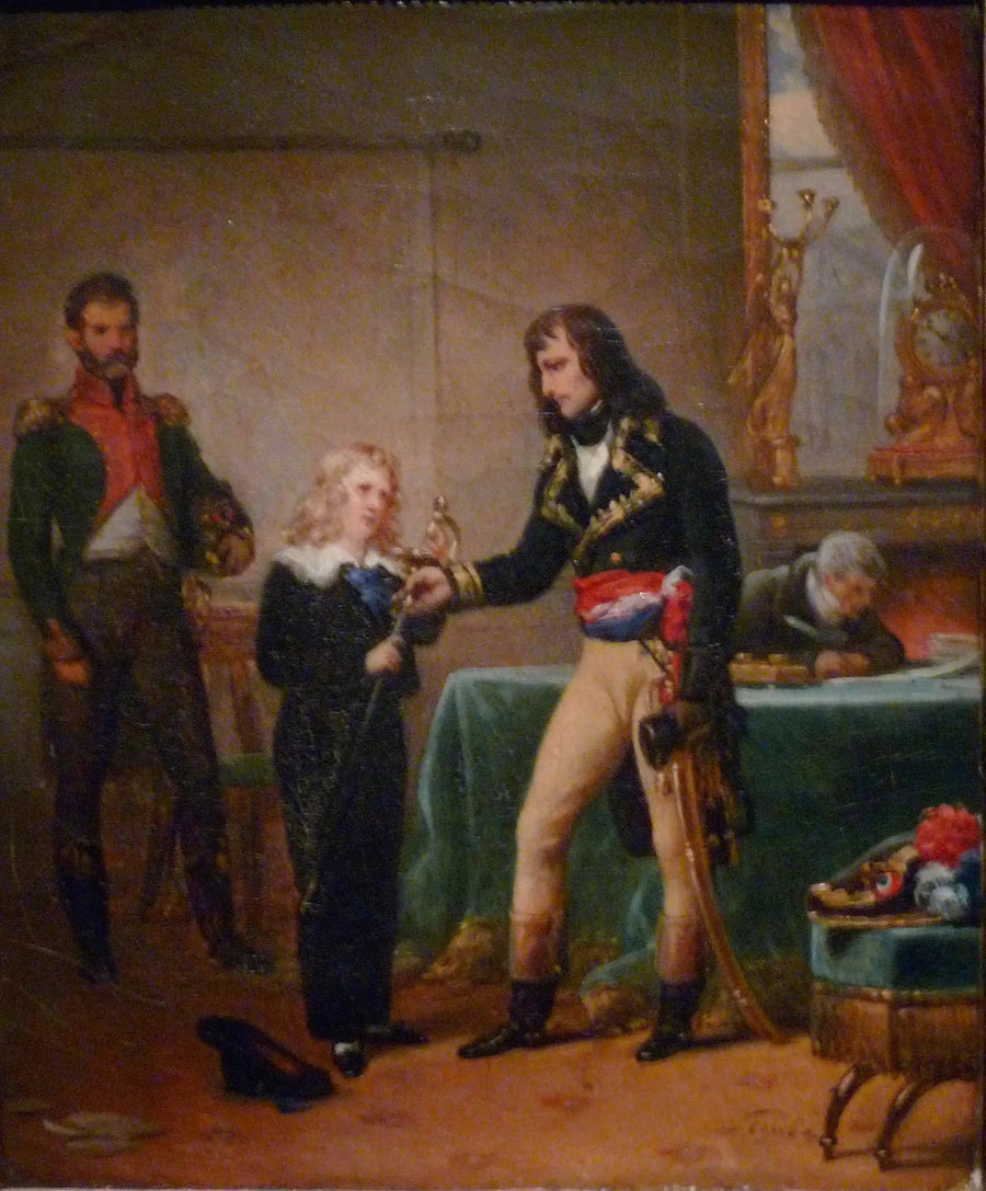 Yleiseski Bonaparte luovuttamassa nuorelle Eugène de Beauharnaisille isänsä miekan - Charles de Steuben