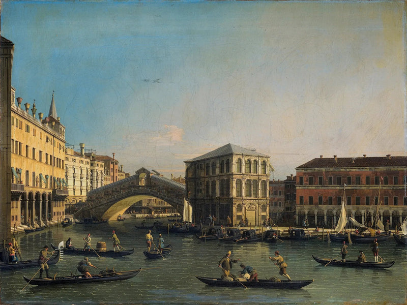 Suuri kanaali Rialton sillalla ja Fondaco dei Tedeschi - Canaletto