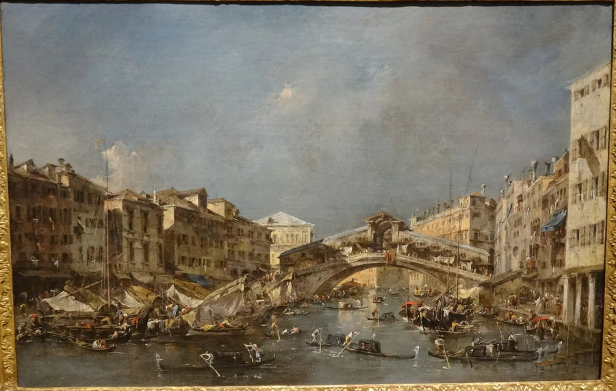 Suuri kanaali Rialto-sillan kanssa etelän suunnasta - Francesco Guardi