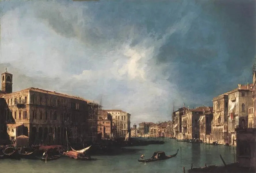 Suuri kanaali Rialton pohjoispuolella - Canaletto