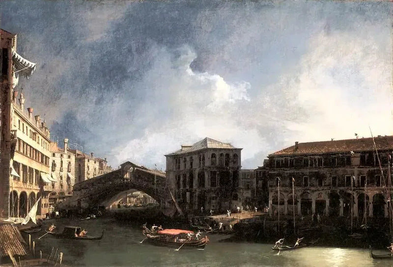 Suuri kanaali Rialton sillan lähellä - Canaletto