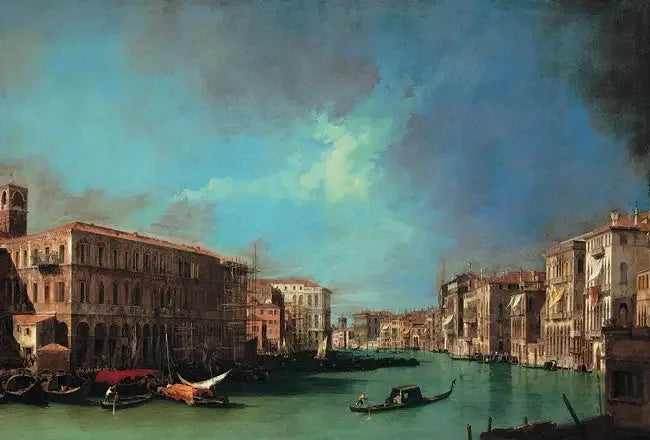 Suuri kanaali Rialton lähellä, pohjoiseen - Canaletto