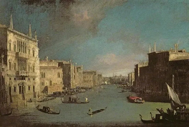 Suuri kanaali, Venetsia, näkymä koilliseen itään päin Palazzo Balbin ja Rialton sillan välillä - Canaletto