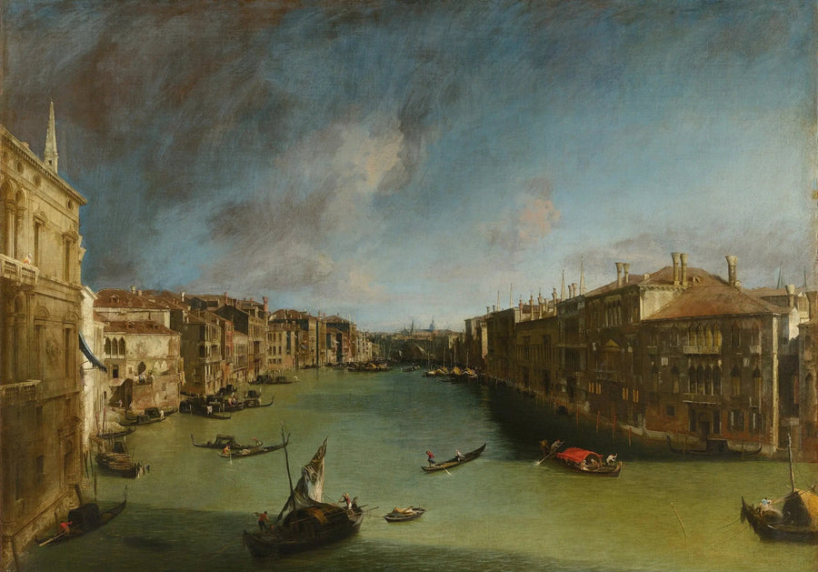 Suuri kanaali, koilliseen päin Balbin palatsilta Rialton sillalle - Canaletto