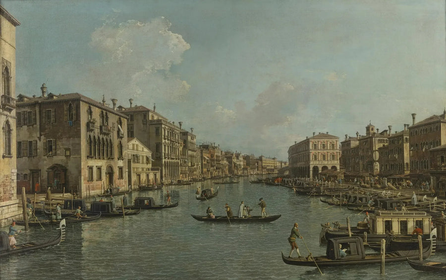 Suuri kanaali katsottuna lounaisesta suuntaan Rialto-sillalle - Canaletto