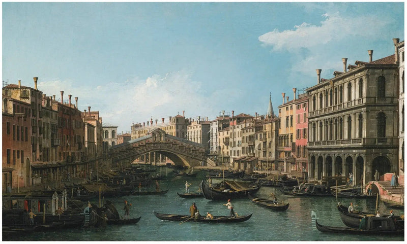 Suuri kanaali pohjois-itäisestä näkökulmasta Palazzo Dolfin-Maninilta Rialton sillalle - Canaletto