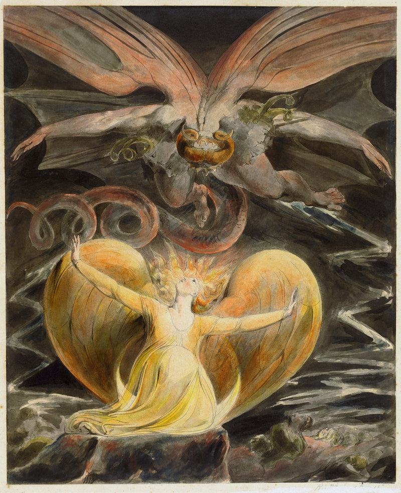 Suuri punainen lohikäärme ja nainen auringossa - William Blake