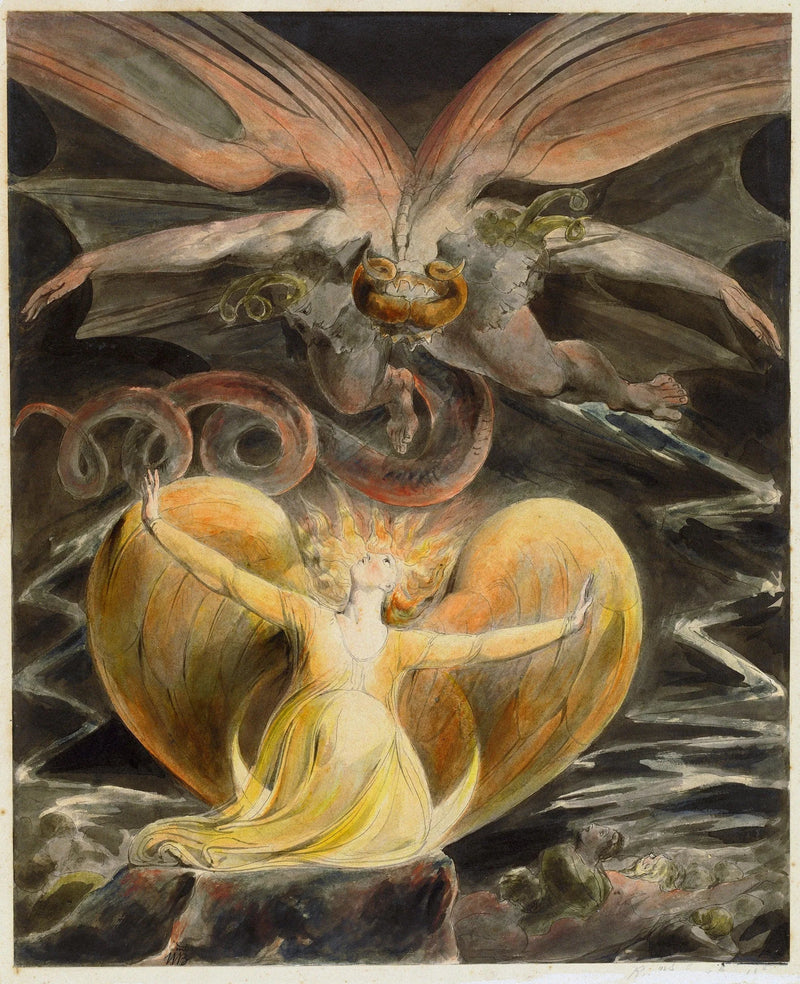 Suuri punainen lohikäärme ja nainen auringossa - William Blake