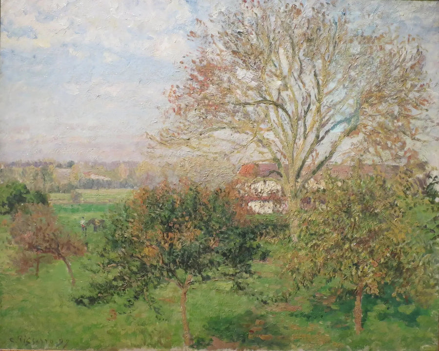 Suuri pähkinäpuu, syksyn aamu, Éragny (Syksyn aamu Eragnyssä) - Camille Pissarro