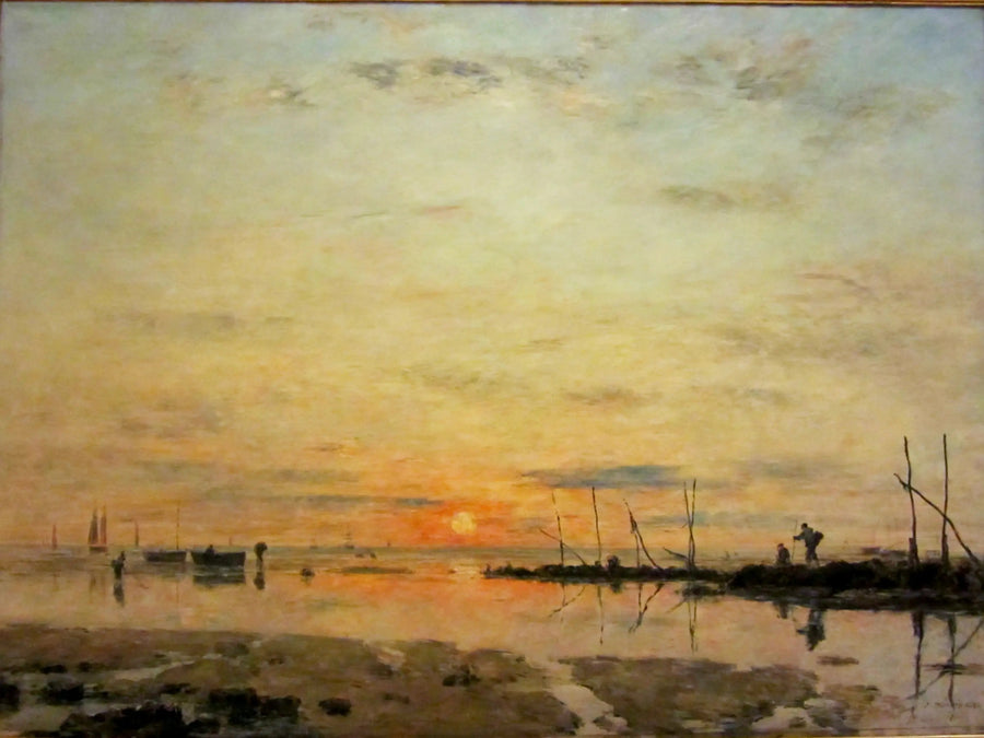 Le Havre. Auringonlasku matalassa vedessä - Eugène Boudin