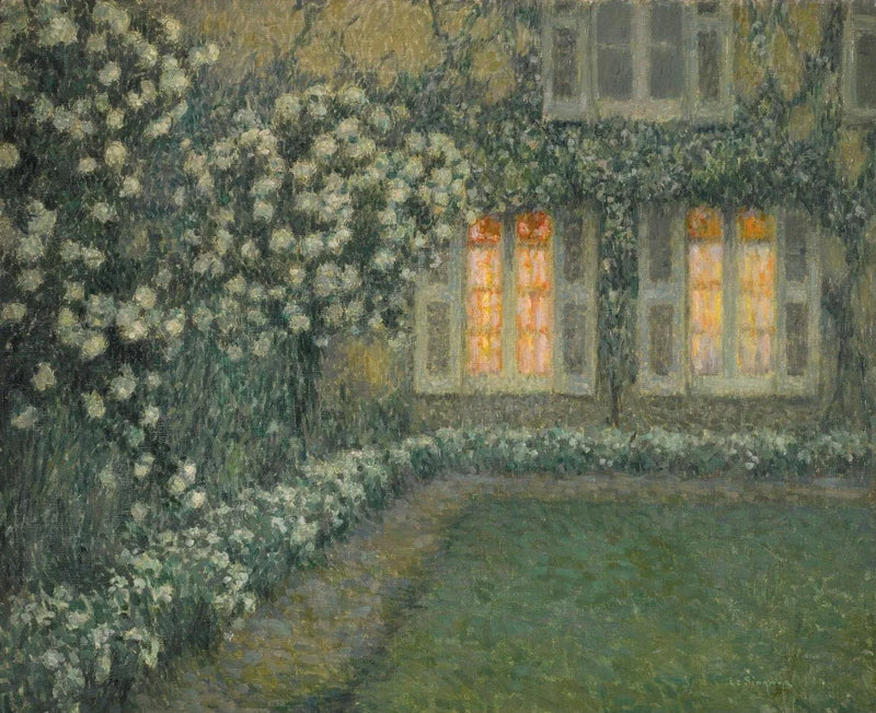 Valkoinen puutarha hämärässä - Henri Le Sidaner