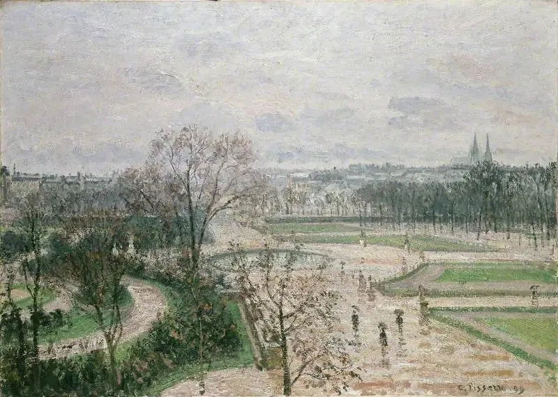 Tuileries'n puutarha, sateinen sää - Camille Pissarro