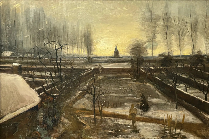 Nuenenin pappilan puutarha lumipeitteessä - Vincent van Gogh