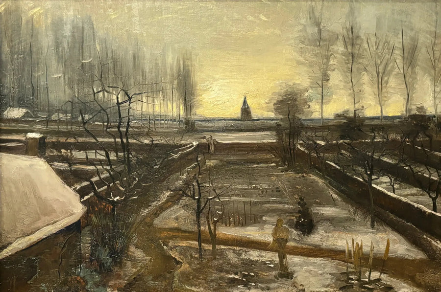 Nuenenin pappilan puutarha lumipeitteessä - Vincent van Gogh