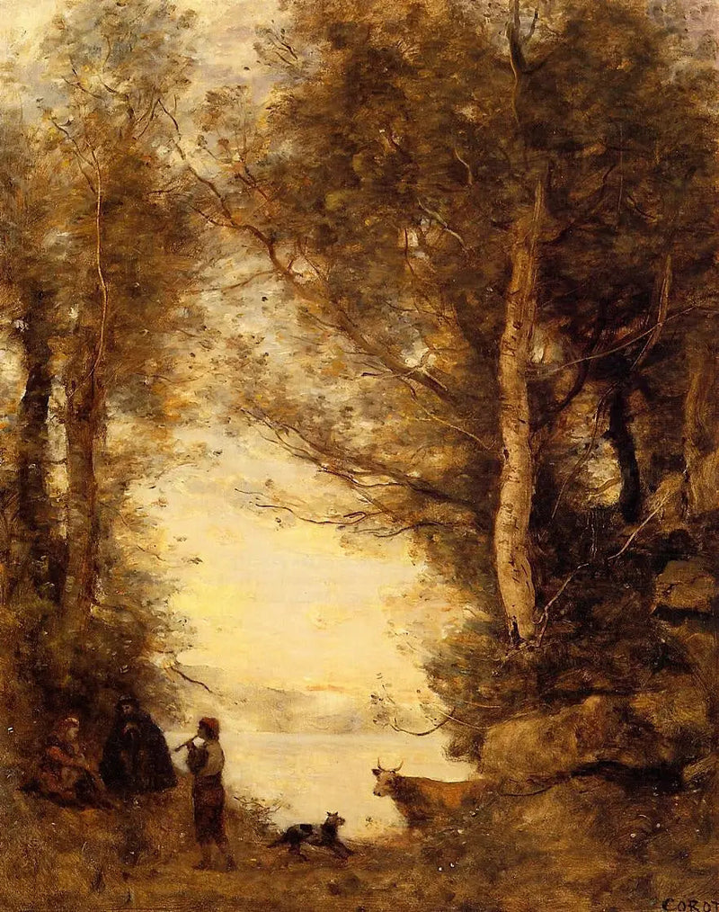 Albano-järven huilumies - Jean-Baptiste Camille Corot