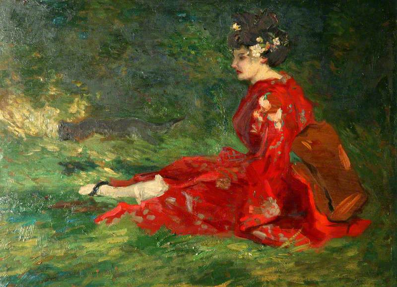 Le kimono rouge - Charles Conder image 1 copie de tableau peinte à la main
