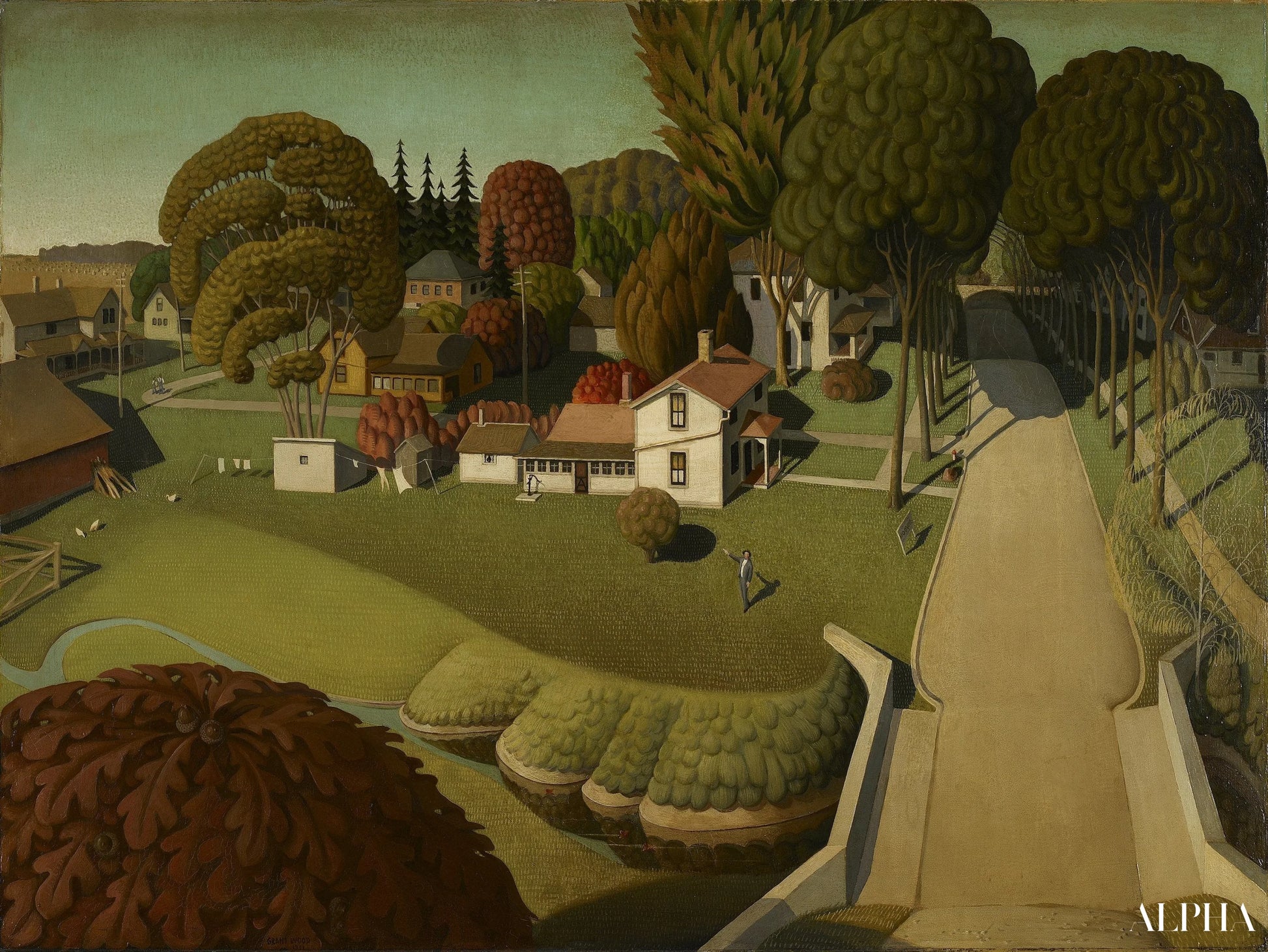 Herbert Hooverin syntymäpaikka, West Branch, Iowa - Grant Wood - Korkealaatuiset taulujen ja maalauksien reproduktiot