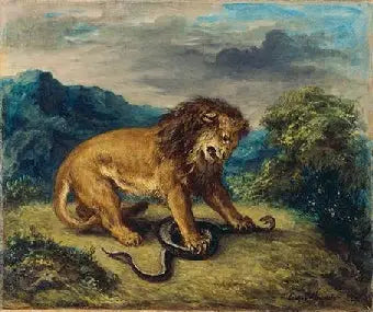 Leijona ja käärme - Eugène Delacroix