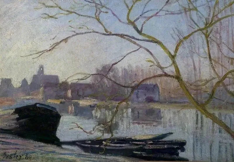 Le Loing, valkoinen hyytelö - Alfred Sisley