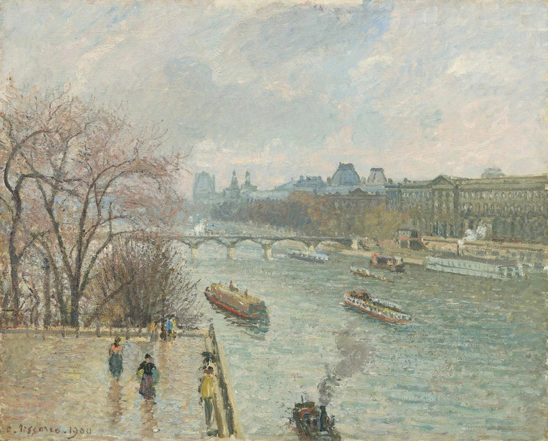 Louvre, Iltapäivä, Sateinen sää (Ensimmäinen sarja) - Camille Pissarro