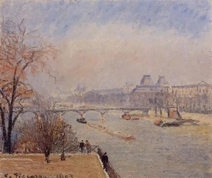 Louvre, aamu, maaliskuun sumu - Camille Pissarro