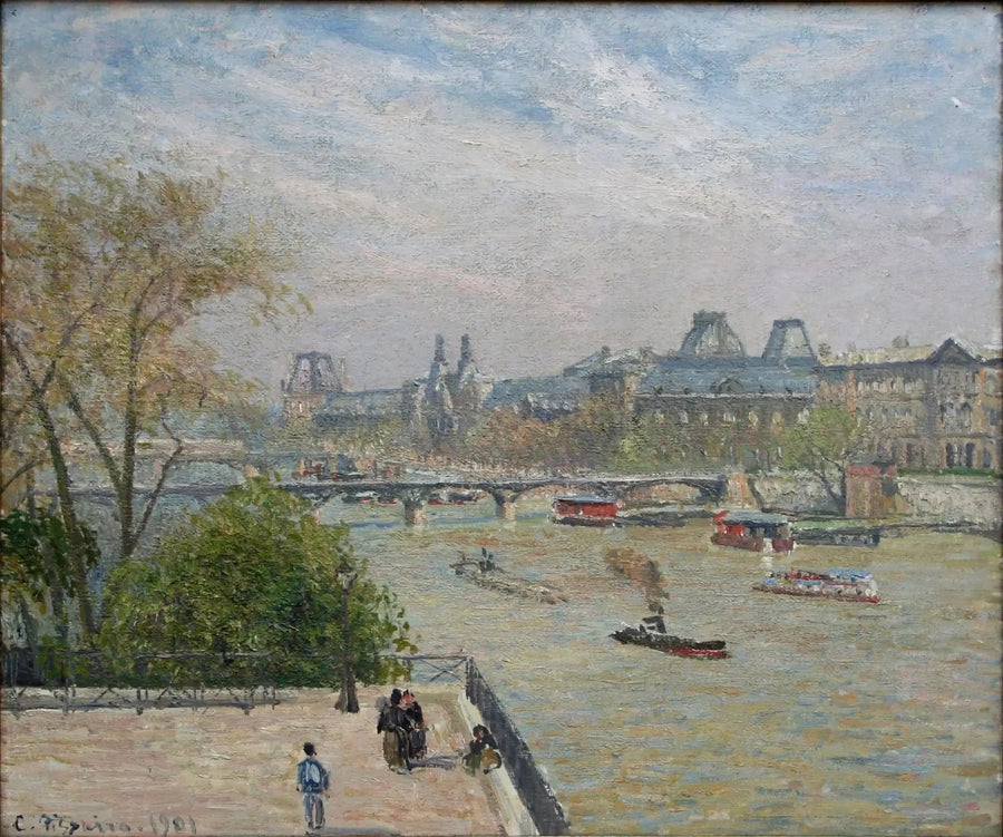 Louvre, kevät, aamu, aurinko - Camille Pissarro