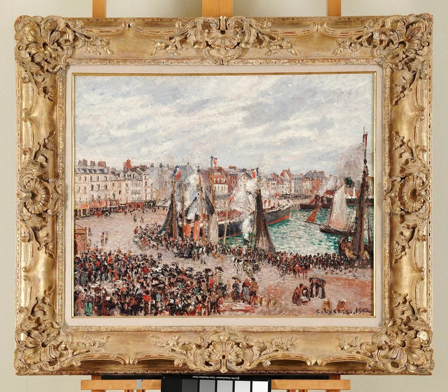 Kalatori, Dieppe, harmaa sää, aamu - Camille Pissarro