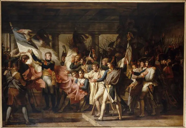 Marshal Ney palauttaa lippunsa 76. linjapataljoonan sotilaille, 7. marraskuuta 1805 - Charles Meynier