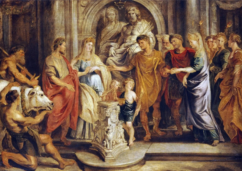 Konstantinuksen ja Faustan sekä Constantian avioliitto - Peter Paul Rubens