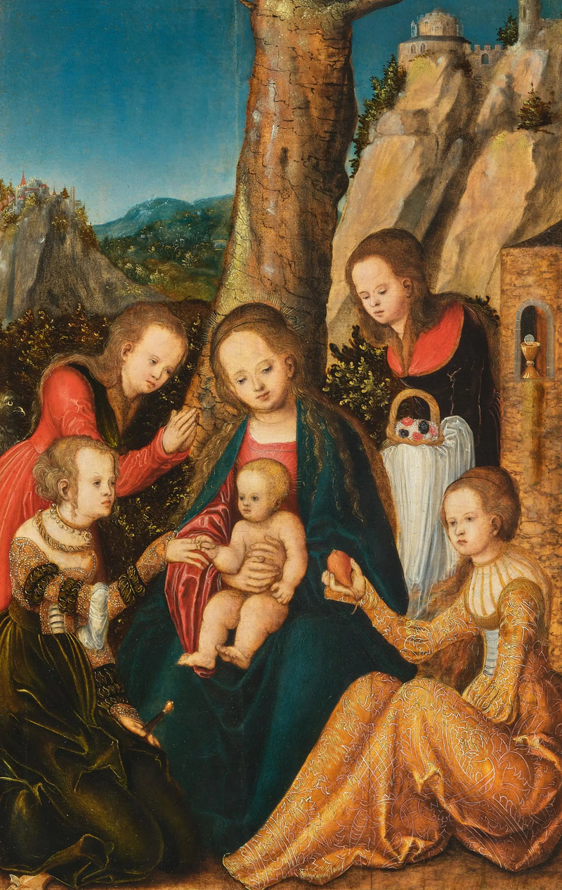 Pyhän Katariinan avioliitto pyhien kanssa - Lucas Cranach vanhempi