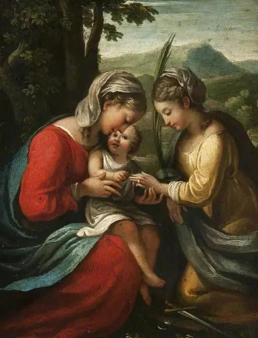 Pyhä Katariinan mystinen avioliitto - Antonio da Correggio