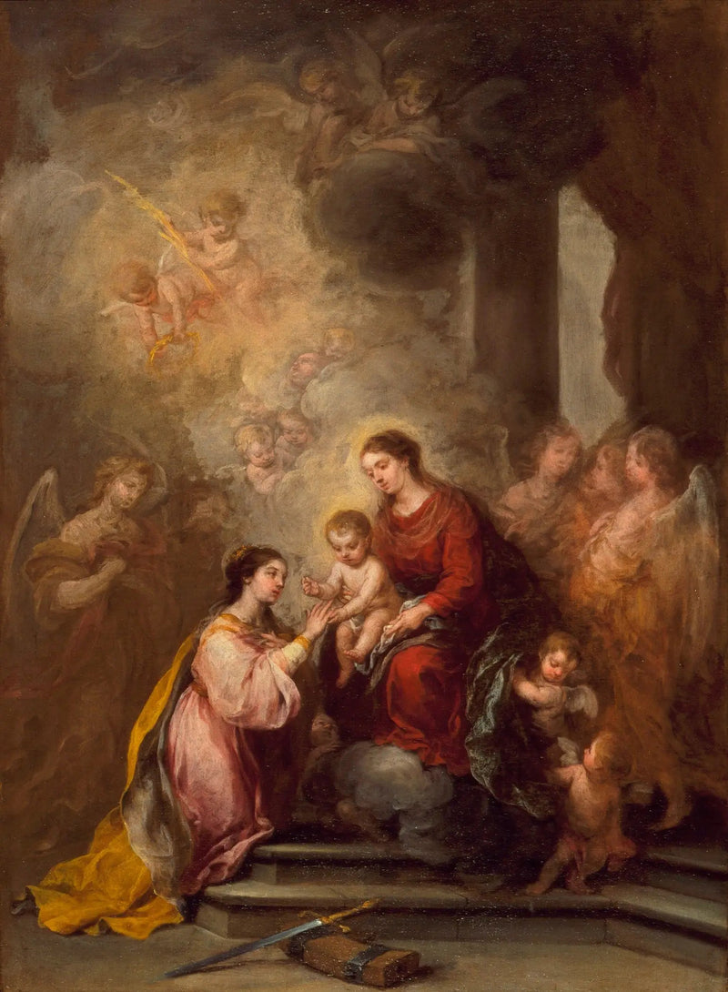 Pyhä Katariinan mystinen avioliitto - Bartolomé Esteban Murillo