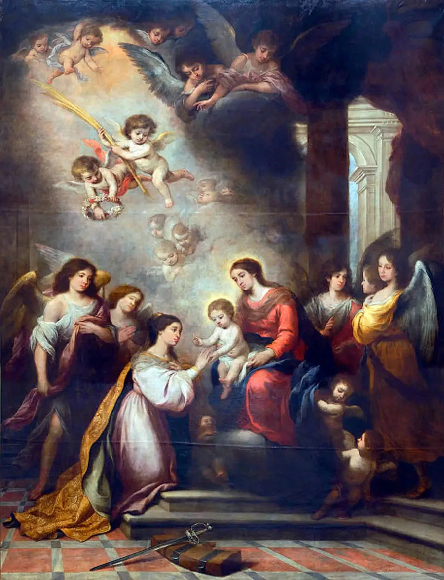 Sainte Catherine mystinen avioliitto - Bartolomé Esteban Murillo