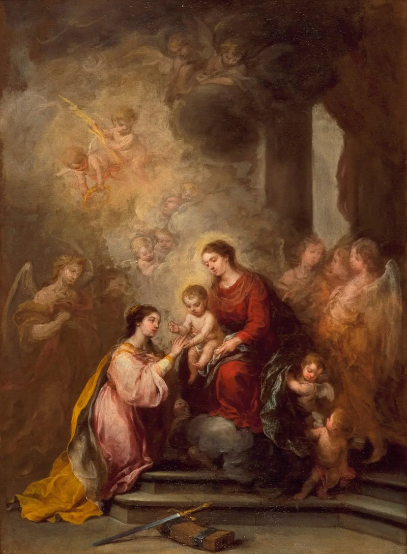 Pyhä Katariinan mystinen avioliitto - Bartolomé Esteban Murillo