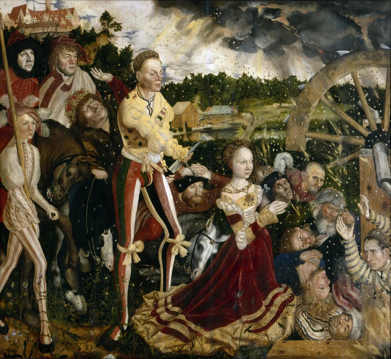 Pyhän Katariinan marttyyrius (keskipaneeli) - Lucas Cranach vanhempi