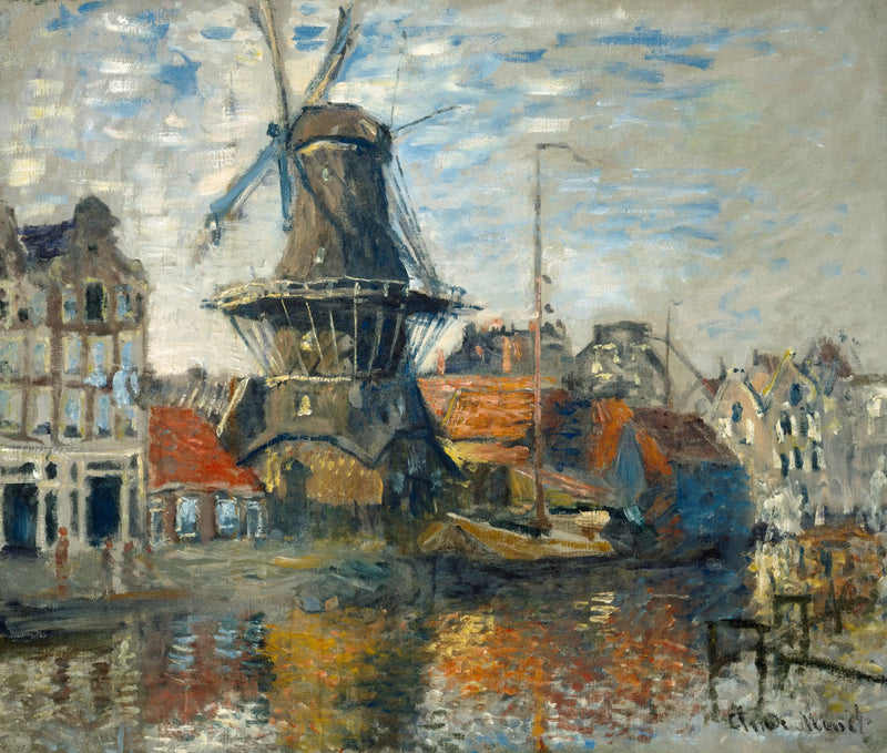 Tuulimylly kanaalilla Onbekende, Amsterdam - Claude Monet