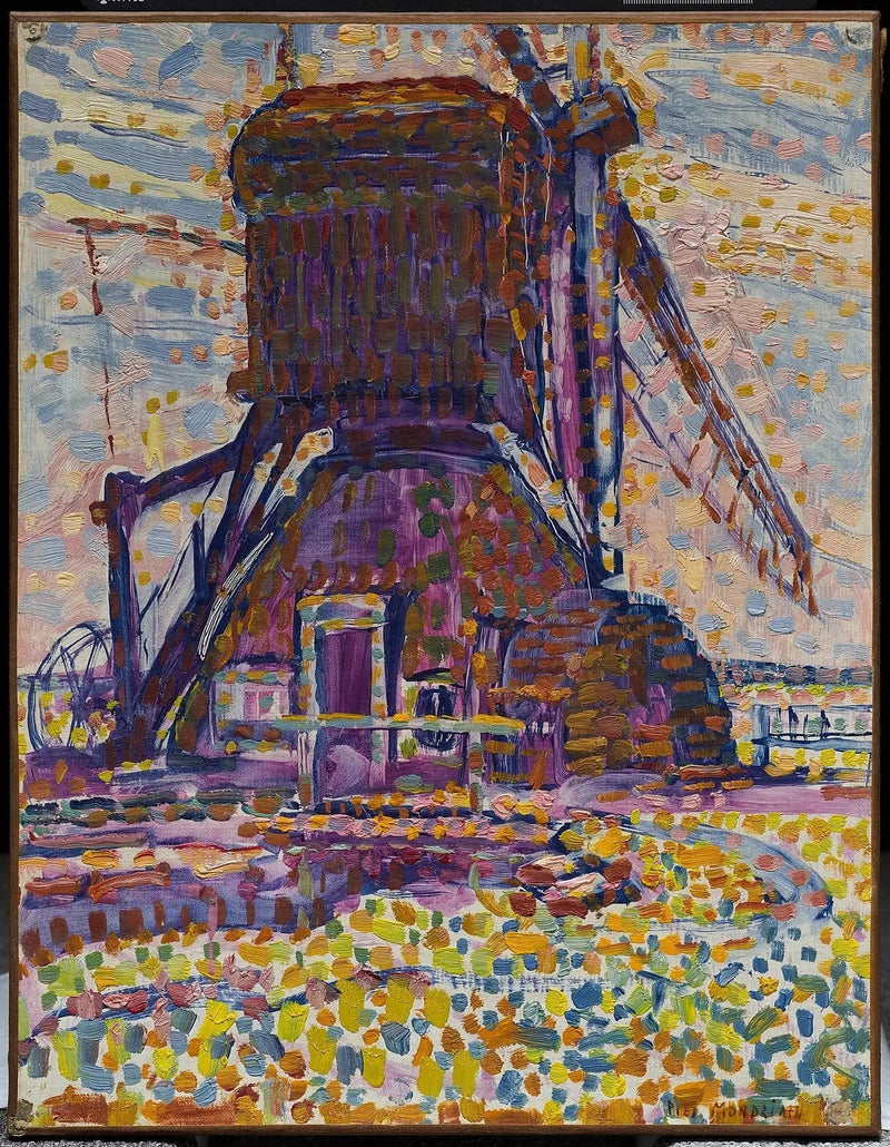 Winkelin mylly, pointillistinen versio - Piet Mondrian