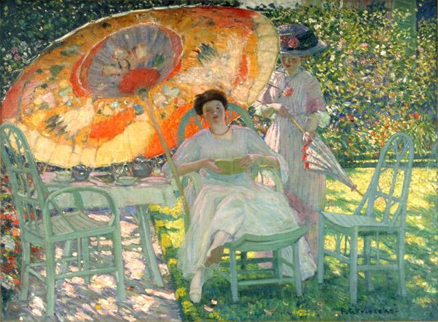 Puutarhan aurinkovarjo - Frederick Carl Frieseke