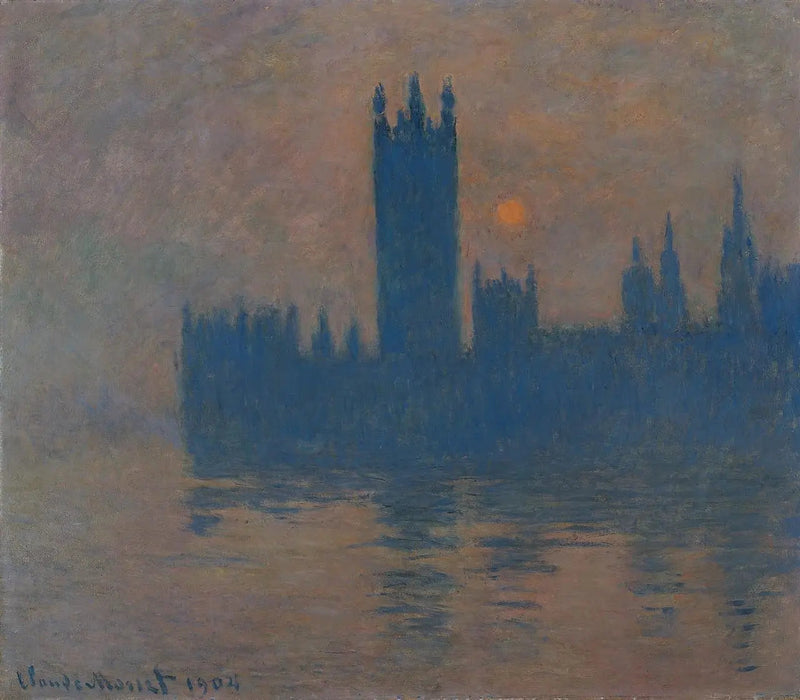 Parlamentti, auringonlasku - Claude Monet