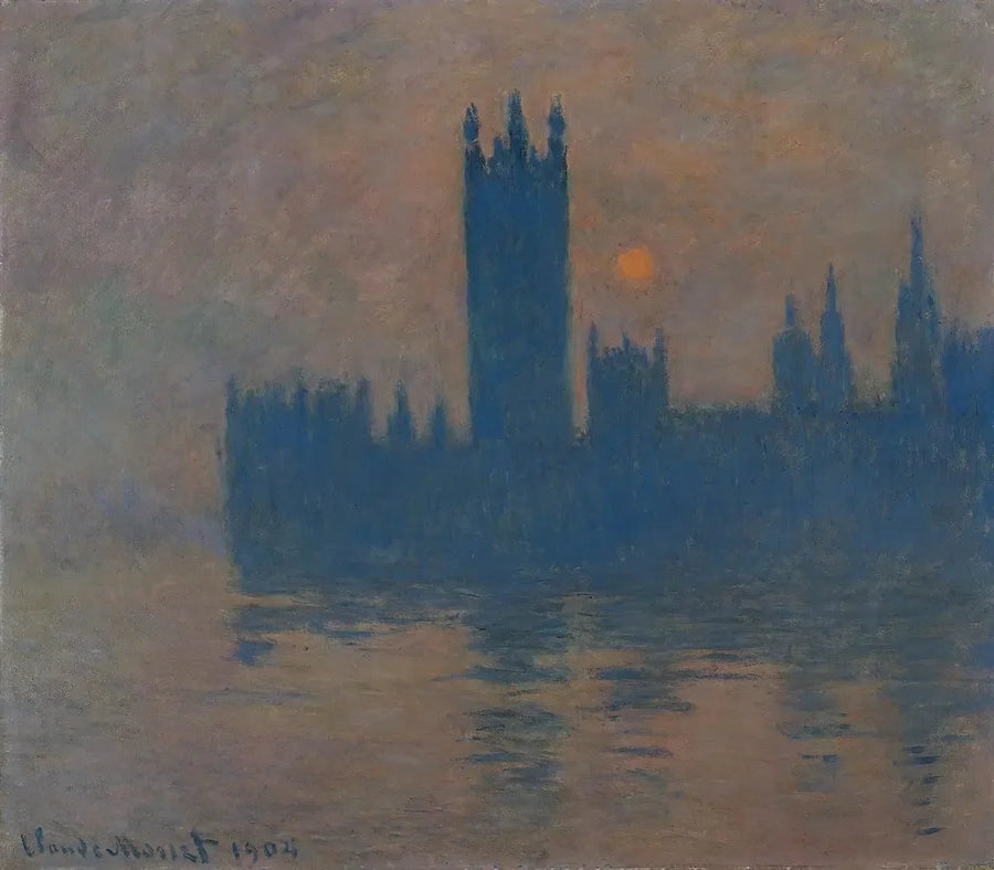 Parlamentti, auringonlasku - Claude Monet