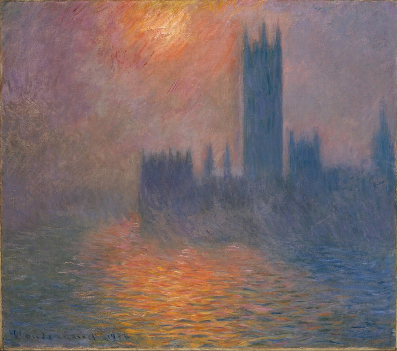 Parlamentti, auringonlasku - Claude Monet