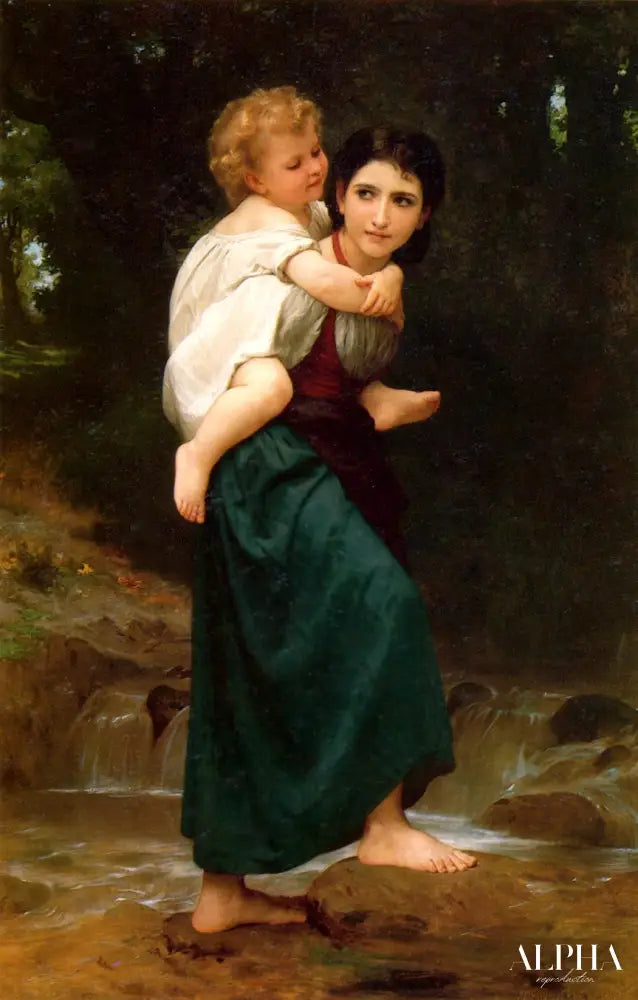 Le passage du gué - William Bouguereau - Reproductions de tableaux et peintures haut de gamme