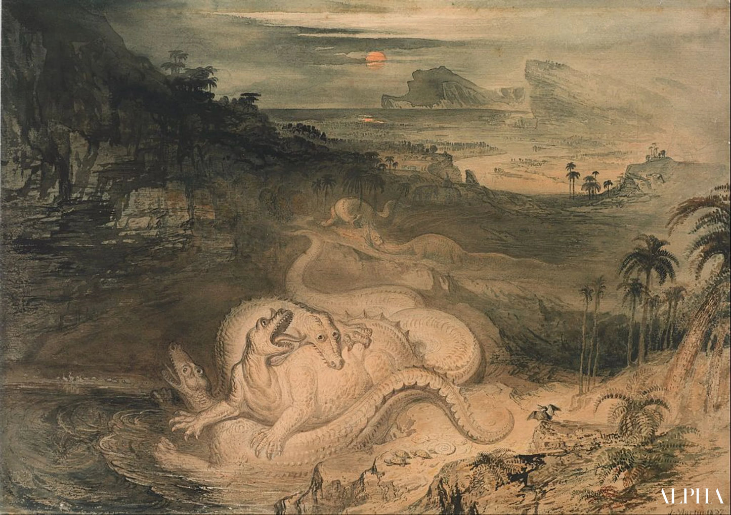 Le pays de l'Iguanodon - John Martin - Reproductions de tableaux et peintures haut de gamme