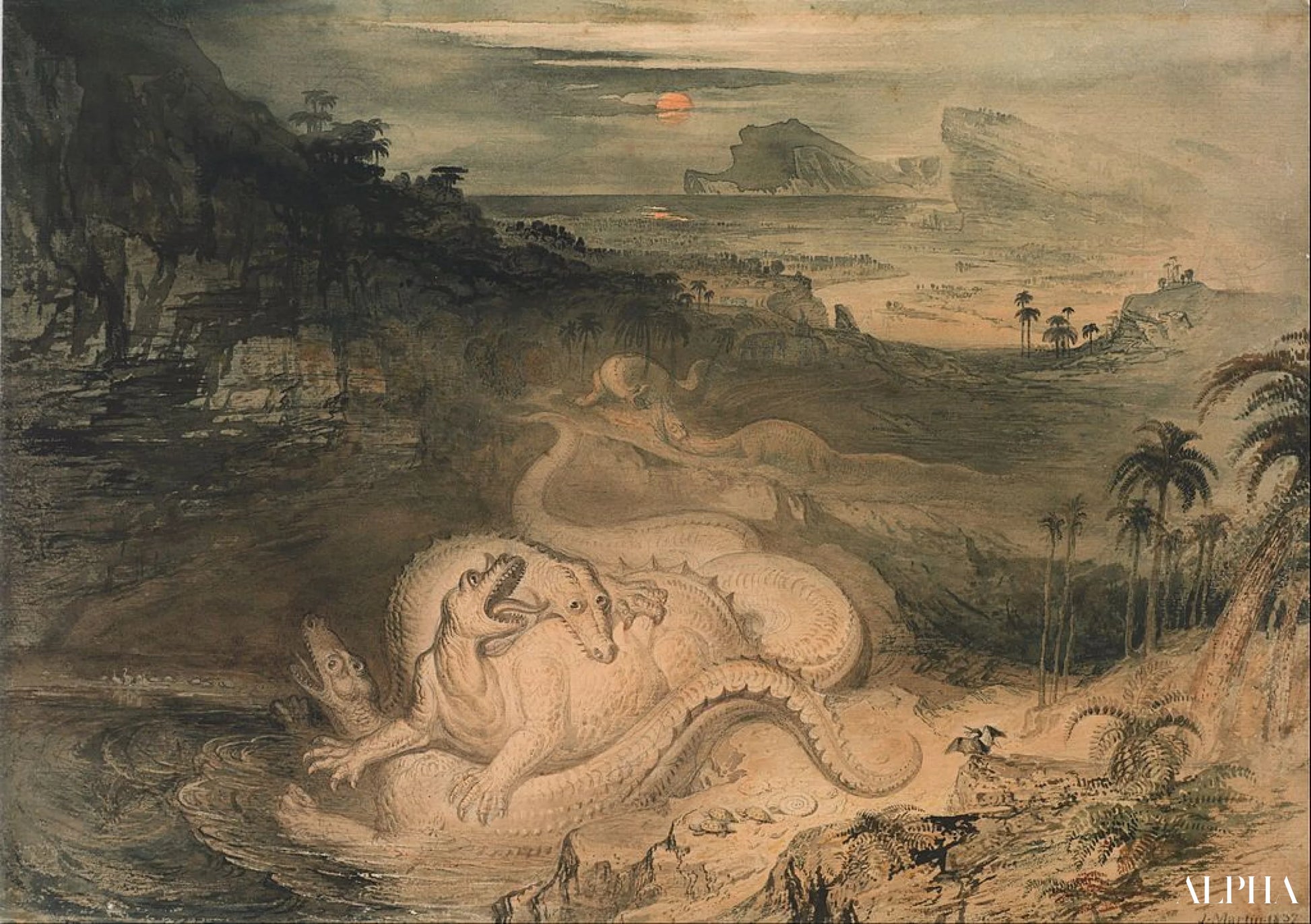 Le pays de l'Iguanodon - John Martin - Reproductions de tableaux et peintures haut de gamme