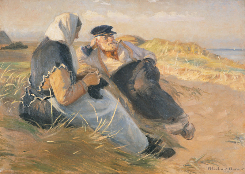 Kalastaja Anders Velle ja hänen vaimonsa Ane Skagenin rannalla - Michael Peter Ancher