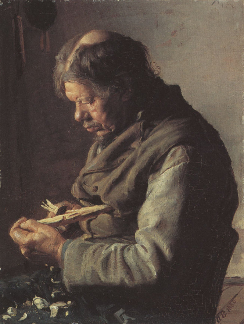 Kalastaja Lars Gaihede veistää kepin - Anna Ancher
