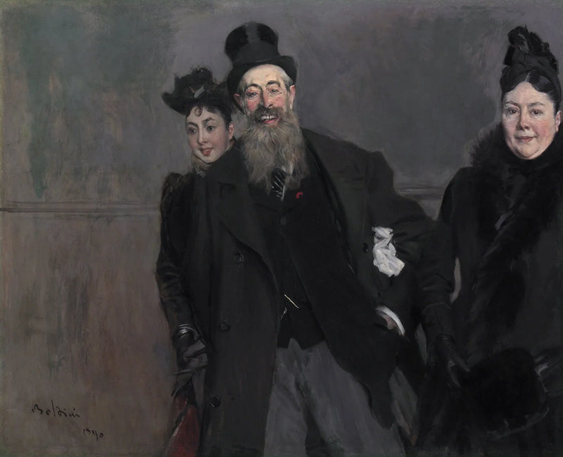 Maalaaja John Lewis Brown vaimonsa ja tyttärensä kanssa - Giovanni Boldini